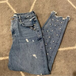 Zara Pearl Embellished Jeans